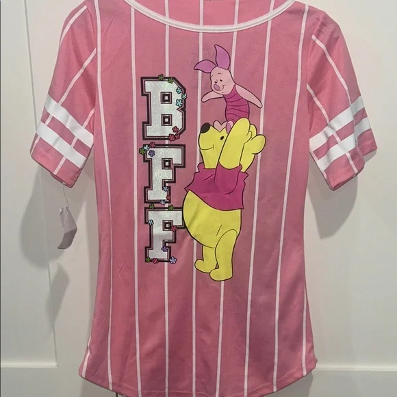 NWT WINNIE THE POOH Pink' Baseball-Style Jersey size small - Picture 4 of 4